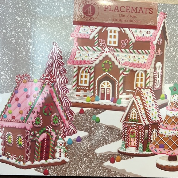 Benson Mills Set of 4 Placemats Christmas Gingerbread Houses Colorful Cork - Picture 2 of 2
